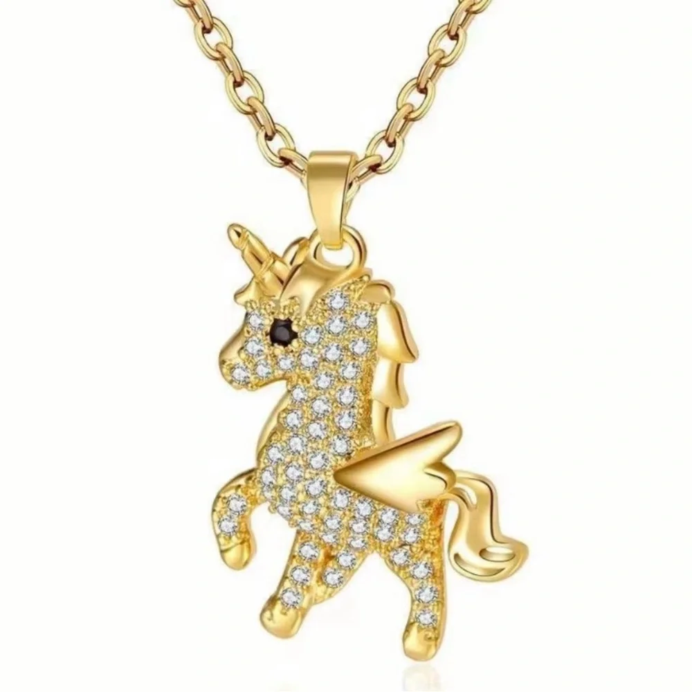 Gold Unicorn Pendant Necklace‎ for Kids